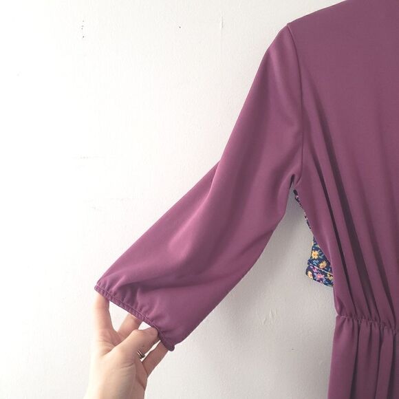Vintage 70s Boho Hippie Midi Dress Purple Floral Vest S - Picture 6 of 7
